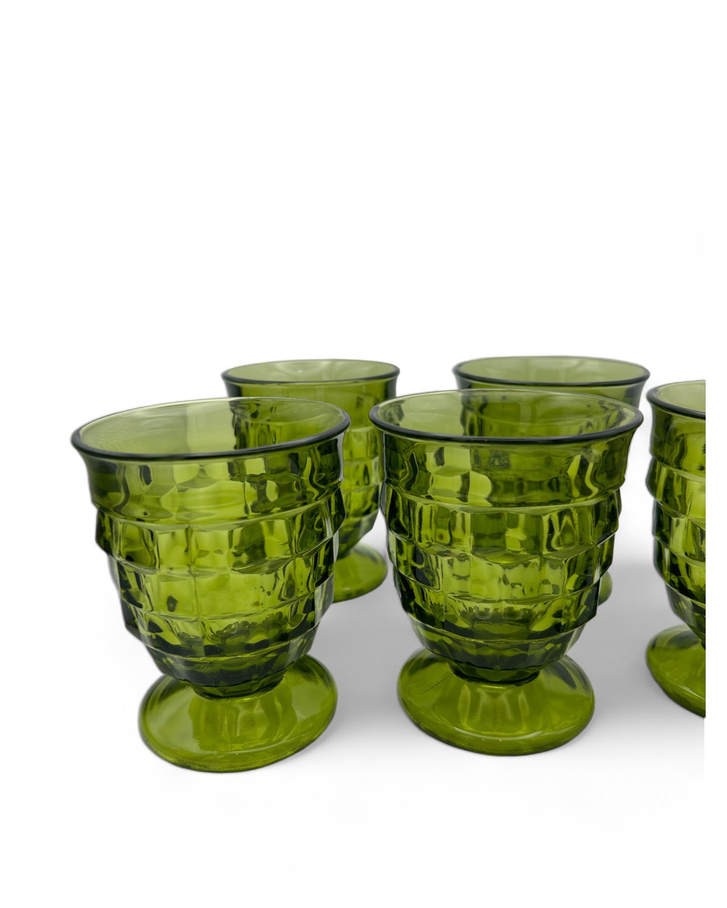 Vintage Whitehall Avocado Green Footed Tumblers