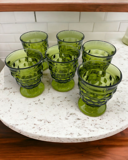 Vintage Whitehall Avocado Green Footed Tumblers