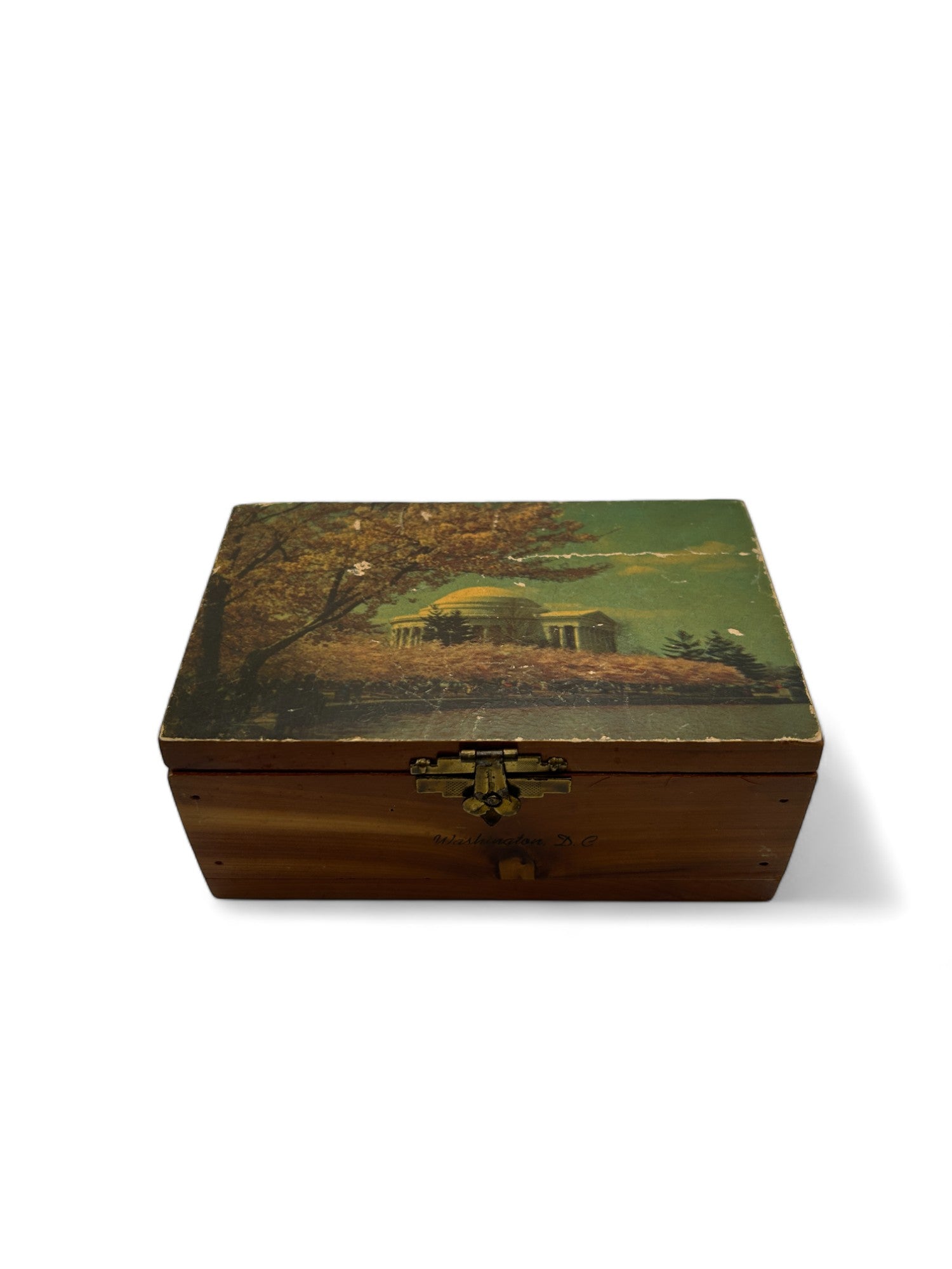 Vintage Wood Cedar Trinket Box Souvenir Washington