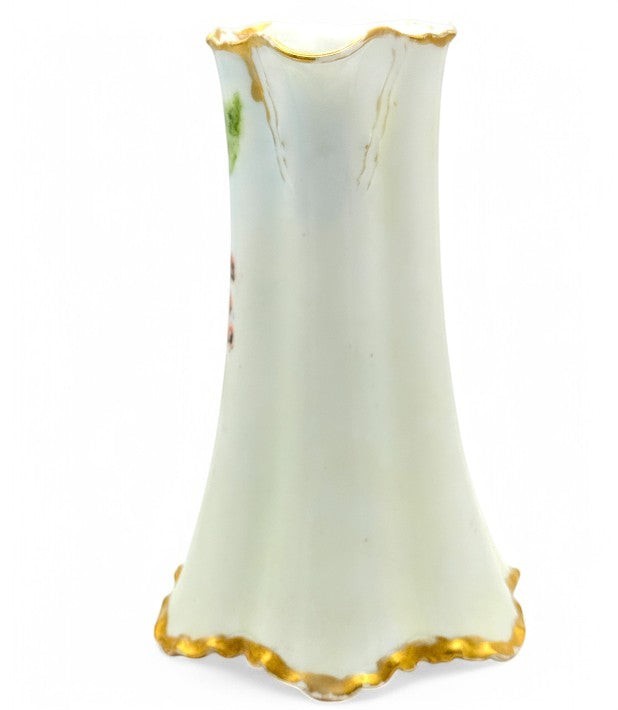 Hinson Vintage Interiors antique Haviland France porcelain pitcher with hand-painted floral motif and gold trim.