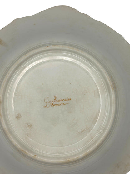 Hinson Vintage Interiors antique La Francaise Porcelain bowl base with maker mark and light crazing